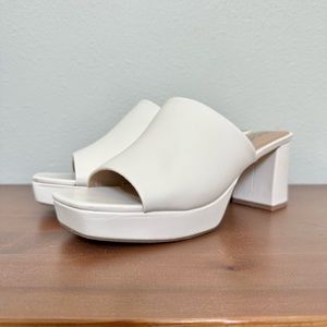 White Platform Sandal Heels Slide-On